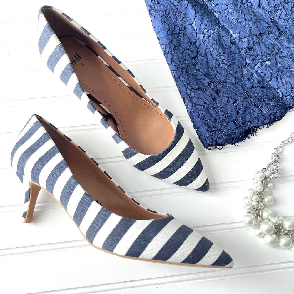 H&M Snappy Stripe Heels | size 40/8.5